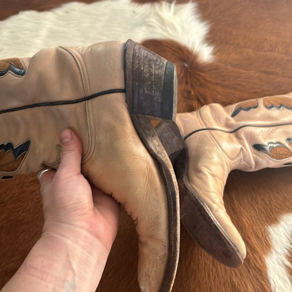 Tony Lama Tan and Brown Heeled Boots - Picture 5 of 5